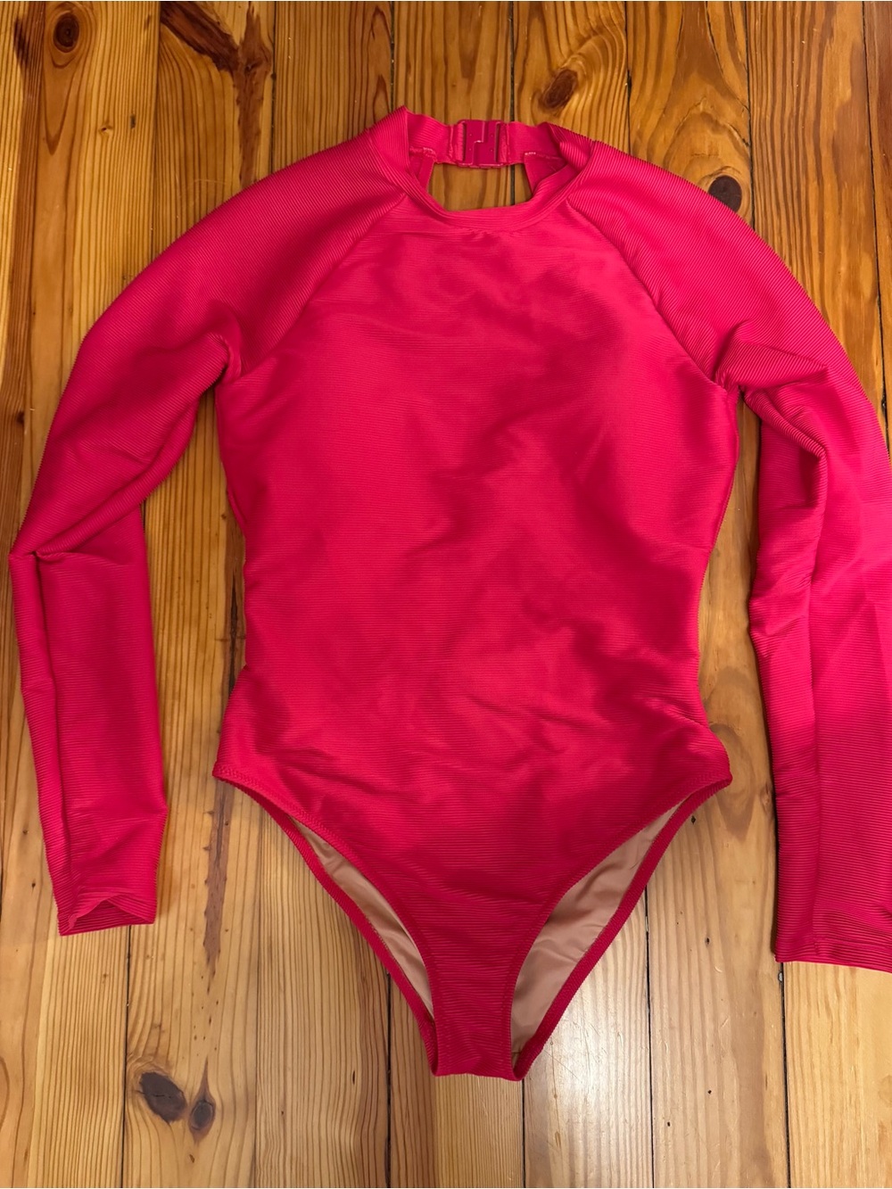 J. Crew Long-Sleeve Hot Pink One-Piece Swimsuit